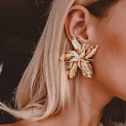 2021 New Earring Exaggeration Fashion Big Flower Dangle Drop Earrings For Women Ladies Statement Earrings Jewelry gold and silver colors hot