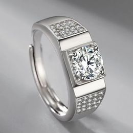 New Unique Design s925 Silver All over the Sky Moss Diamond Ring Domineering High-quality Fashion Male Office Style Jewelry