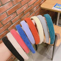 New Style Women Retro Solid Color Corduroy Hairhoops Brief Wide Sweet Girls Fashion Hair Accessories Hairbands Hair Hoop Headwear