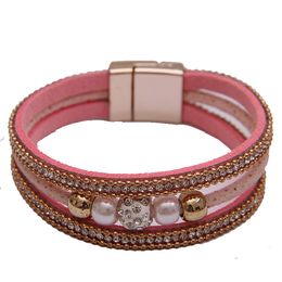 Boho Layered multilayer rhinestones Pearl Bracelet Charm Women's Bracelet