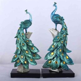 Creative Resin Crafts Fashion Golden Peacock Decorations Home Decoration Business Gifts garden decoration 210924