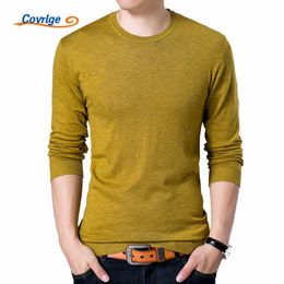 Covrlge Fashion Solid Men's Sweater Autumn O-neck Black Sweater Mens Jumpers Male Pollover Knitted Polo Shirt MZL001 211014