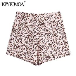 Women Chic Fashion Animal Print Side Pockets Shorts High Waist Back Zipper Female Short Pants Mujer 210420