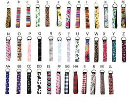 Party Neoprene Wristlet Keychains Lanyard Serape Prints Strap Band Split Ring Key Chain Holder Keys Hand Wrist Lanyards Keychain For Girls/Women