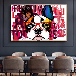 Graffiti Abstract Animal Posters Canvas Painting Funny Dog Pictures Canvas Prints Wall Art For Living Room Modern Home Decor