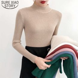 Autumn Winter Fashion Women Pullovers Solid Regular Sweater Knitted Elasticity Casual Sweet Slim Turtleneck Free Size 6031 50 210527