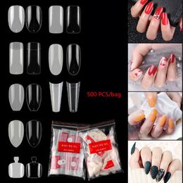 500pcs/bag False Ballerina Natural/Transparent Coffin Fake Manicure Nails for Extension Nail Art