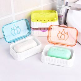 Candy Color Portable Soap Plastic Holder Travel Supplies Square Bathroom Accessories Storage Container Soap Dish