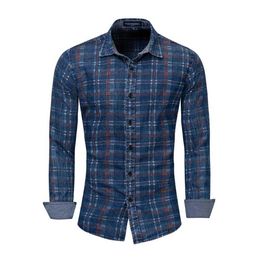 Fredd Marshall Plaid Men Dress Brand Men Clothing Cotton Mens Shirts Casual Slim Fit Male Long Sleeve Shirt Plus Size 1822 210527