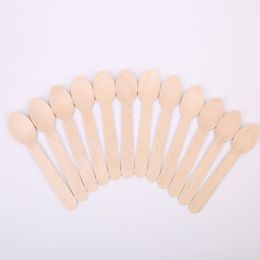 2021 One Time Use Wooden Spoon Fork Knife 14CM Western Disposable Spoons Tableware Kitchen Accessories For Dish Cake