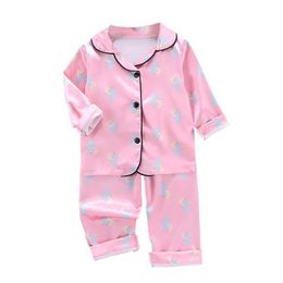 Autumn Baby Kid Pyjamas Set Boys Girls Long Short Sleeve Child Blouse Top Pant Sleepwear Children Nightgowns Kids Pyjamas23 210908