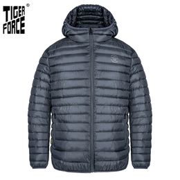 TIGER FORCE Spring Jacket Men High Quality Solid Jacket Men's Hooded Puffer Coat Casual Fashion Outerwear Clothes 50402 211124