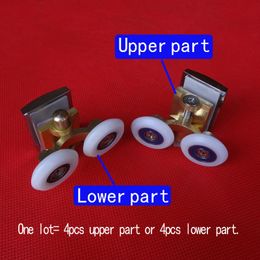 4Pcs Upper Part Or Lower Copper Material Steel Shower Rooms Pulley Room Roller /Runners/Wheels/Pulleys 4pcs/lot Other Door Hardware