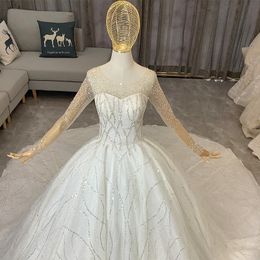 Vintage Wedding Dresses With Illusion Bodice Long-sleeve Appliqued Race Vintage Ball Gown Wedding Dress Custom Made Vestidos De Novia