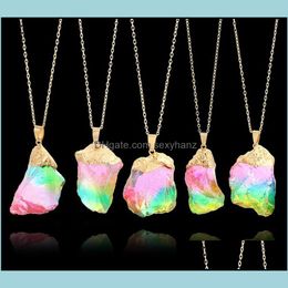 Necklaces & Pendants Gemstones Original Natural Crystal Quartz Healing Point Chakra Stone Pendant Necklace Jewellery Chains Drop Delivery 2021