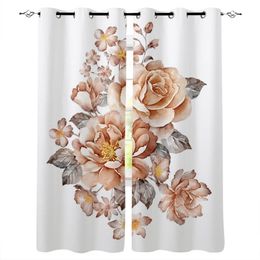 Flowers Oil Painting Art Yellow Roses Retro Curtains For Living Room Bedroom Kitchen Home Supplies Ready-made Window Curtain & Drapes