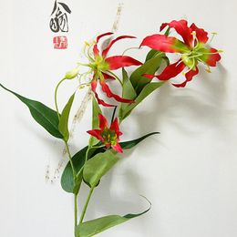 Decorative Flowers & Wreaths Pcs/lot Wholesale Classic European Lily Artificial With Leaf Wedding Christmas Home Decor Silk Flores Artificia