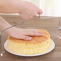 Double Line Cake Slice Layerer Adjustable Wire Cake Leveler Pizza Dough Cutter Tools Kitchen Utensils Dough Cutter Silicone