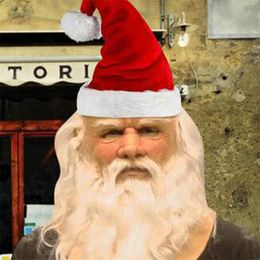 Party Masks Funny Santa Claus Full Mask Super Soft Face Wig Beard Costume Dress Up Christmas Carnival Adult Halloween