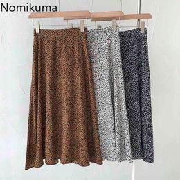 Nomikuma Leopard Print Skirt Women Clothes Korean Style Casual Vintage High Waist Skirts Fashion Trend Faldas Mujer 210514