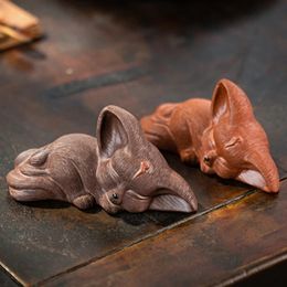 Purple Clay Sculpture Tea Pet Art Ornaments Animal Figurine Crafts Home Decors Gifts