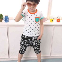 high quality 100% cotton summer arrival sport casual cartoon kid short sleeve suit children baby boy clothing set 210615