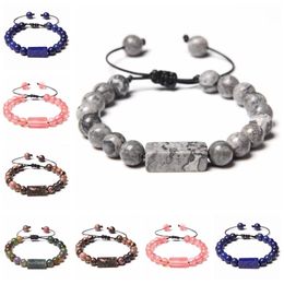 Natural Stone beads charm bracelet for women men lapis lazuli agates gem bracelets Jewellery adjustable