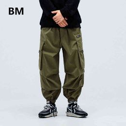 Japanese Streetwear Army Green Harajuku Fashion Joggers Hip Hop Casual Pants Men Clothing 2020 Harem Pants Korean Cargo Pants H1223