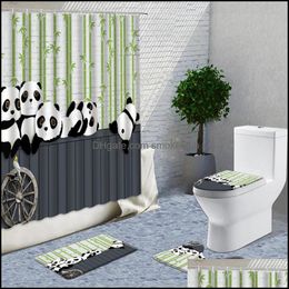 Shower Curtains Bathroom Aessories Bath Home & Garden Fun Panda Mat Cute Cartoon Animal Non-Slip Rug Childrens Room Decor Toilet Er Luxury C