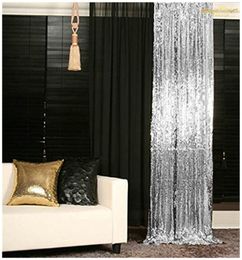 Party Decoration 2 Panels 2FTx3FT Silver Sequence Backdrop Curtain Wedding Po Booth Backdrops Glitter Baby Shower Curtains-M1112