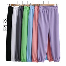Fashion High waisted pants women korean vintage sweatpants casual White joggers baggy long pink trousers winter 210521