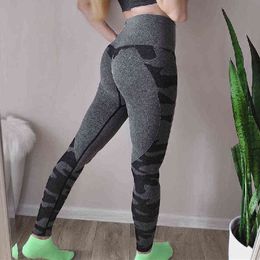 Camouflage High Waist Seamless Yoga Pants Hip-lifting Fitness Running Sports Leggings Gym Accessories for Women Pink White S M L H1221