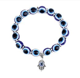 8mm 10mm Lucky Fatima Blue Evil Eye Charms Beaded Strands Bracelets Beads Turkish Pulseras For Women