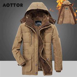 Winter Men Hooded Parkas Fur Linner Thicken Jacket Male Casual Overcoat Hat Detachable Coats Man Jaqueta Masculina Plus Size 4XL 210910