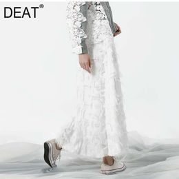 Five Point Eyelash Lace Tassel Skirt Pleated Y2kclothes Goth Black Mid Calf Length High Street Spring GX260 210421