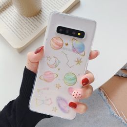 Bling Glitter Planet Phone Cases For Samsung A72 A52 A12 A51 A71 A31 S21 S20 S10 S9 Plus Note 20 10 Plus Soft Clear Cover