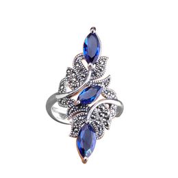 Classic Wedding Ring Exquisite Blue Zircon Female Fashion Jewelry Gift