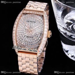 TWF V2 Cintrée Curvex Automatic Mens Watch Paved Baguette Cut Diamonds Dial 18K Rose Gold Stainless Steel Bracelet Super Edition Bling Jewellery Watches Puretime F06b2