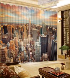 2021 Blackout Luxury Window Curtains For Walls Decor Bedroom Living Room Curtain city building Drapes Custom size