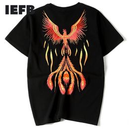 IEFB Spring Summer Phoenix Embroidery Short Sleeve White T-shirts Chinese Style Cotton Tee Tops For Male 9Y5871 210524