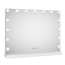-Miroir de maquillage Vanity avec ampoules de gradateur, 23x17 pouces Hollywood Lights Tabletop Cosmétique ou 3 modes Smart Touch Control Miroir mural, blanc