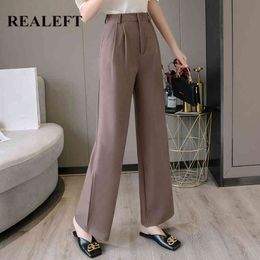 Spring Korean OL Style Women's Pants Casual Wide Leg Pant High Waist Elegant Work Trousers Female Long 210428