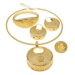 Earrings & Necklace Latest Italian Gold Collars Jewellery Set Unique Fashion Big Pendant Style Women Jewelery H0040