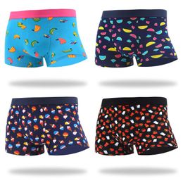 Underpants SANZETTI 4 Pcs Funny Colorful Underwear Men Cotton Breathable Casual Shorts Boxer Homme Male Panties Ball Fruits