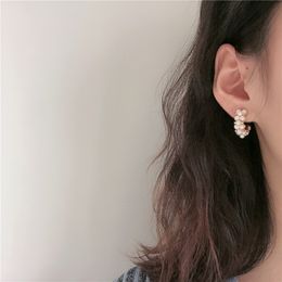 New Fashion Charm Vintage Japan Korean Hoop Earrings For Women Handmade Sweet Simulated Pearl Circle Jewellery Pendientes Gifts