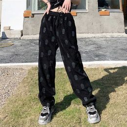 Corduroy pants women's spring and summer thin national retro ins casual students loose sports 211115