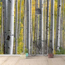 3d Customised wallpaper abstract birch forest wallpapers American pastoral living room TV background wall