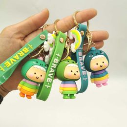 Cartoon PVC Soft Rubber Small Dinosaur Keychain Cute Bag Mobile Phone Pendant Car Keyring for Friend Gift Jewellery Accessories G1019
