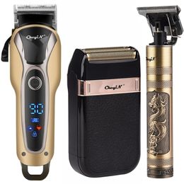 Professional Barber Hair Clipper Rechargeable Electric T-Outliner Finish Cutting Machine Beard Trimmer Shaver Cordless Corded 220216