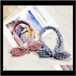 Baby Girls Rabbit Ears Headbands Bohemian Style Soft Cotton Band Girl Headwear Plaid Kids Children Headdress Qy0U Bkjzo